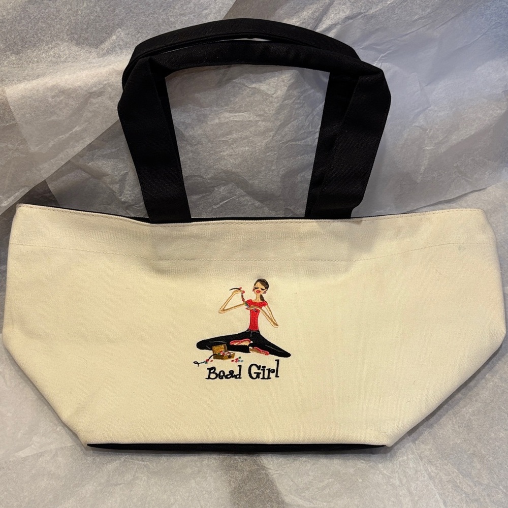 The Girls Bead Girl Embroidered Canvas Tote Bag